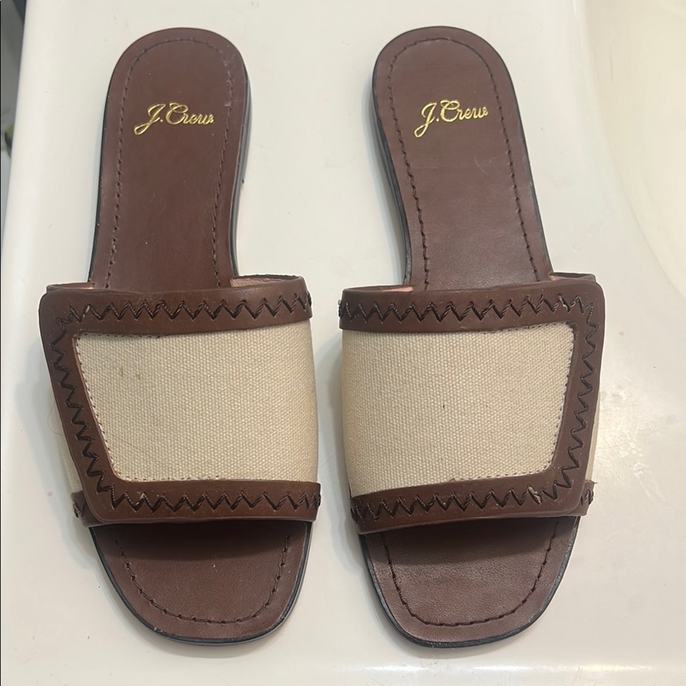 J. Crew Georgina Sandals in Canvas and Leather , size 7